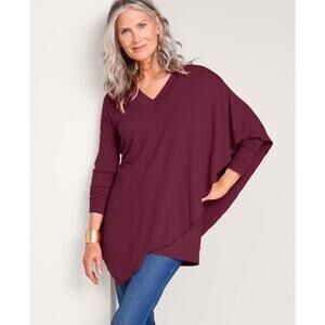 NWT Soft Surroundings Size XL Madeline Tunic Top Sweater Wine Maroon Layered